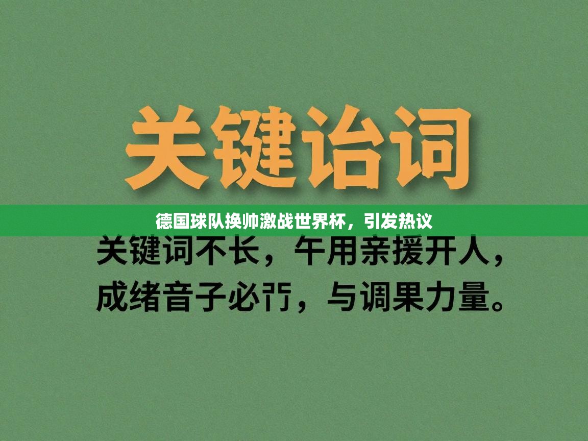 德国球队换帅激战世界杯，引发热议  第2张